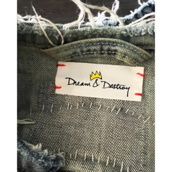 DREAM & DESTROY PUNK ROCK PATCH VINTAGE DENIM VEST M - Picture 13 of 13